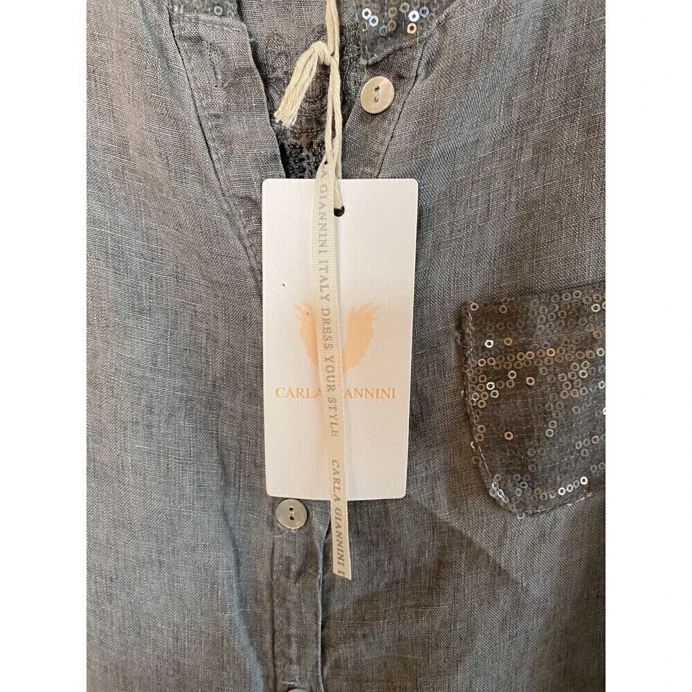 NWT Linen Blend Sleeveless Tank Top With VW Bus On The Back. Fit: O/S - Picture 4 of 4